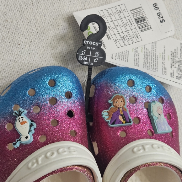 Crocs Frozen Classic Ombre Glitter Clog K. Toddlers Size C7 - Picture 4 of 5